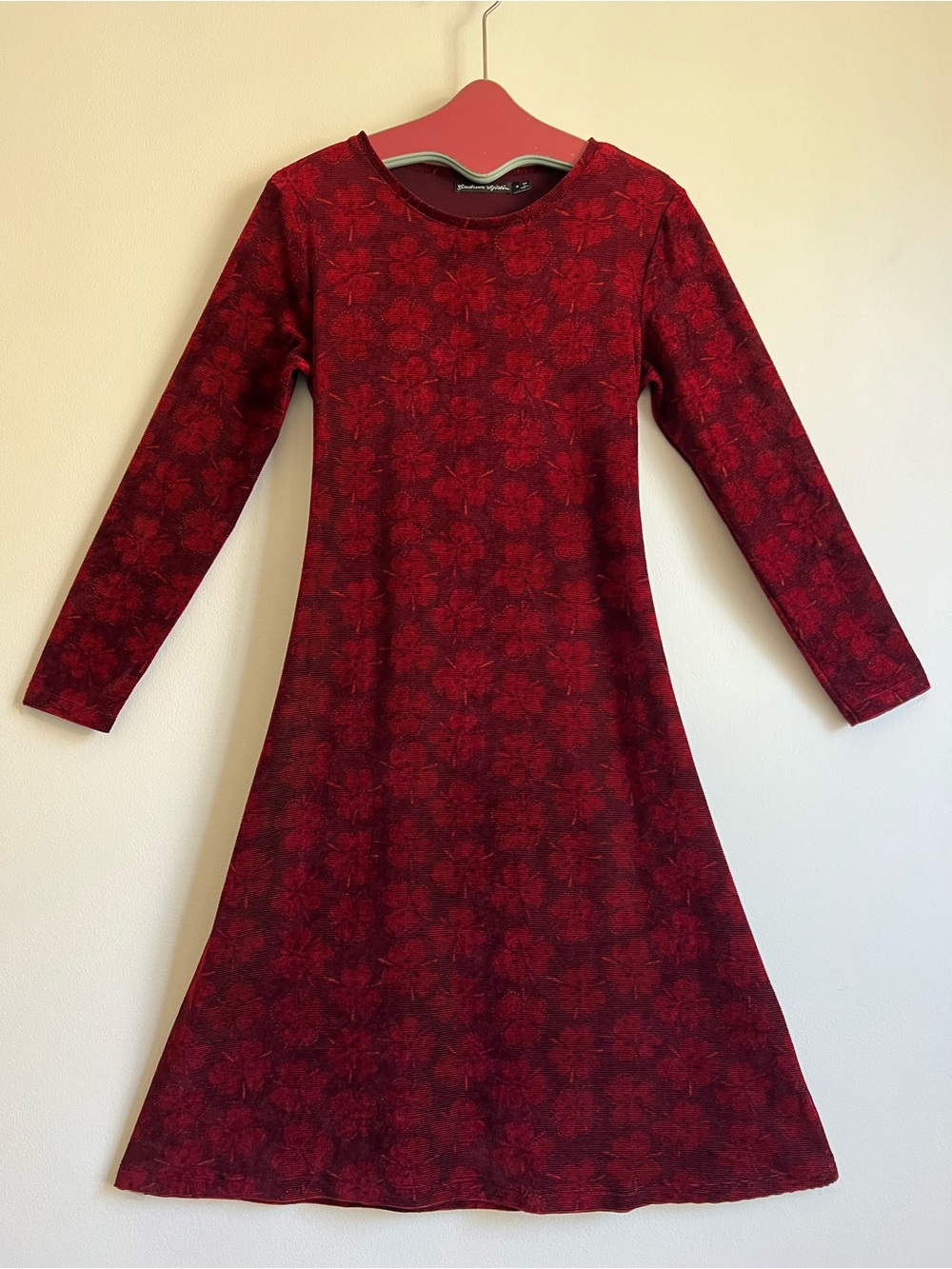 Gudrun Sjoden Lace Up Velour Dress in Deep Red Floral